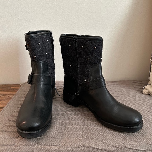 Tory Burch Black and Gray Combat Boots - Picture 1 of 3